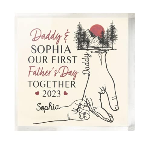 Our First Father's Day Together - Personalized Custom Square-Shaped Acrylic Plaque Personalized Acrylic Block Plaque Fathers Day Gift for Dad Grandpa Men from Son Daughter