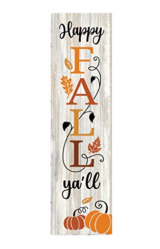 Twisted R Design Happy Fall Y'all Sign - Unique Vertical Fall Decor Wooden Sign, 24" Hanging/Standing Farmhouse Fall Decor, Directly Printed Home Decorations For Fall Season, Cozy Fall Wall Decor, 2ft