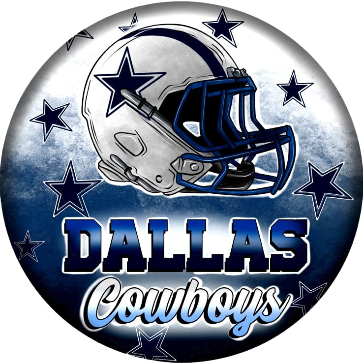 Dallas Football Round Aluminum Metal Shape Wreath sign - Home and Living Room Décor (8 inch) (10 inch)