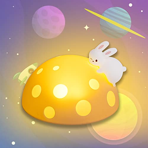 Cute Bunny Night Light for Kids,Silicone Squishy Toddler Night Lights,Kawaii Baby Lamp for Nursery,Kids Room (Timer&Touch)