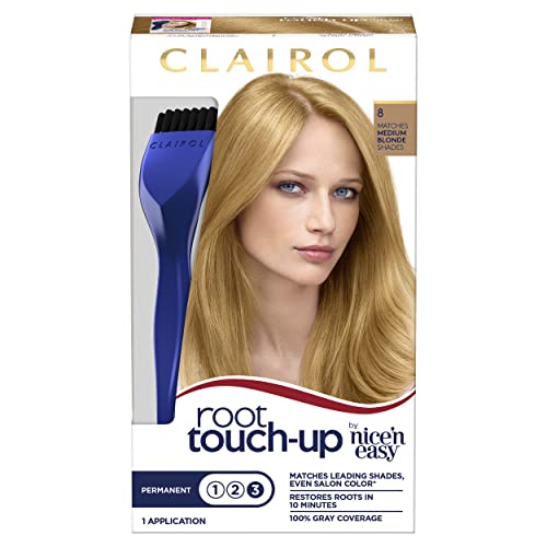 Clairol Root Touch-Up by Nice'n Easy Permanent Hair Dye, 8 Medium Blonde Hair Color, Pack of 1