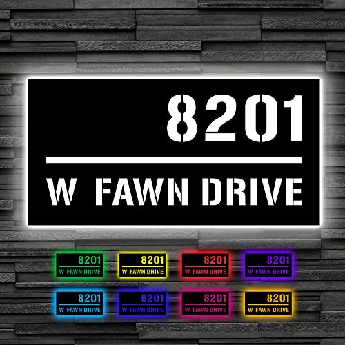 Custom House Numbers for Outside, Address Plaque, Lighted House Numbers, LED Number Box,House Number Sign,Personalized Address Numbers for Houses,Housewarming Gift,Display Your Address and Street Name