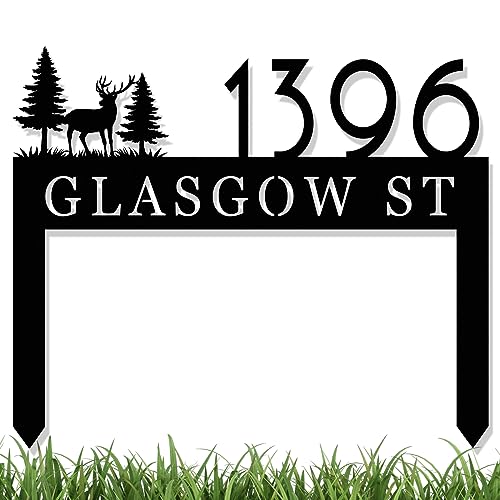 Personalized Metal Adress Sign With Stakes, Home Address Sign, Sign for Flower Beds, Metal Number Sign, Garden Gift, Custom Metal Signs