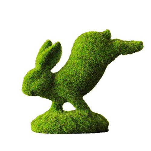 Garden Bunny Flocked Easter Garden Ornament Resin Statue 1PC Rabbit Decor Easter Home Decor Rustic Christmas Tree Ornaments (v2-Green, One Size)