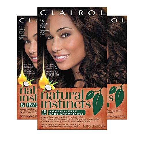 Clairol Natural Instincts Demi-Permanent Hair Dye, 3.5 Brown Black Hair Color, Pack of 3