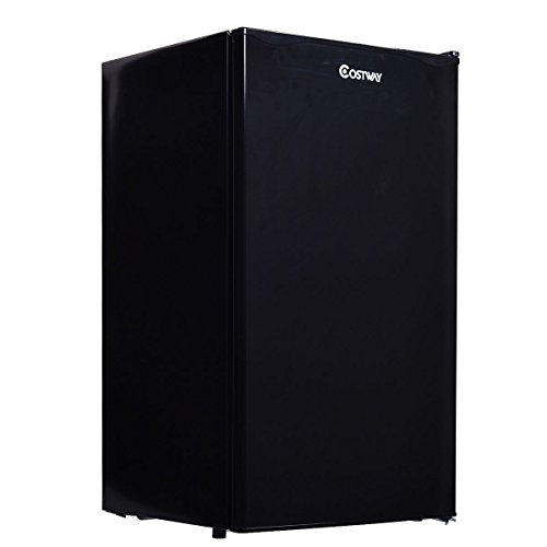 COSTWAY 3.2 Cu. Ft. Compact Mini Refrigerator Single Reversible Door Freezer Black