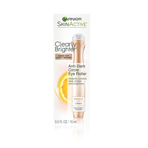 Garnier SkinActive Clearly Brighter Anti-Dark Circle Eye Roller, Sheer Tint Light/Medium, 0.5 Fl Oz (15mL), 1 Count (Packaging May Vary)