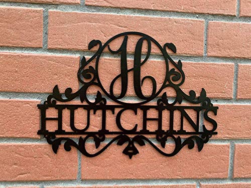 Personalized Last Name Outdoor Metal Sign Custom Door Hanger Monogram Initial Wreath Letter Housewarming Gift Wall Decor Hanging Laser Cut Acrylic Wood Wedding Gift Anniversary Family Christmas Gift