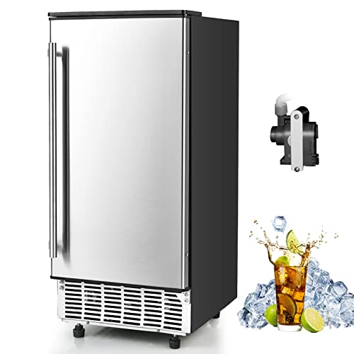 COSTWAY Commercial Ice Maker, 80LBS/24H Freestanding and Under Counter 115V Industrial Ice Machine with Self-Cleaning Function, 24H Timer, LCD Display, Drain Pump, Reversible Door, 25 LBS Ice Bin