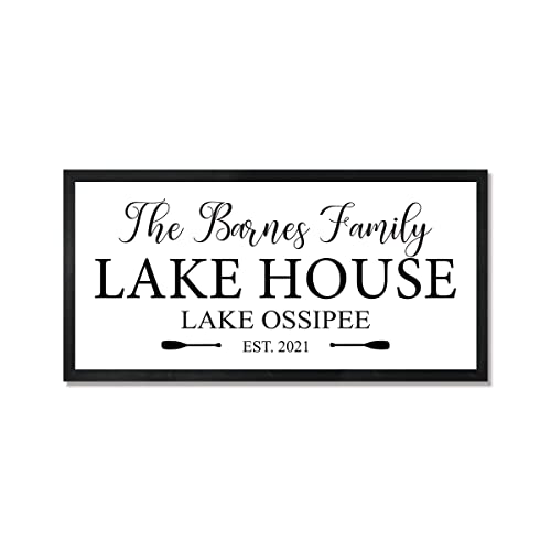 Personalized Lake House Family Sign framed large