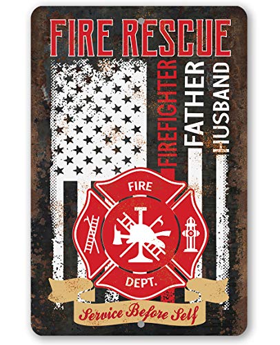 Dad Sign - Firefighter Father Husband - Metal Sign - Perfect Gifts for Dad From Daughter or Son, Step Dad Gifts, Things To Get Your Dad For Christmas, Best Gifts for Dad, Garage Signs for Men