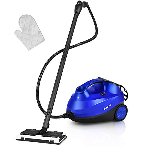 COSTWAY 2000W Multipurpose Steam Cleaner with 19 Accessories, Household Steamer w/ 1.5L Tank for Chemical-Free Cleaning, Heavy Duty Rolling Cleaning Machine for Carpet, Floors, Windows and Cars (Blue)