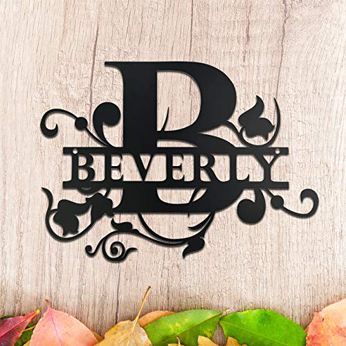 Custom Metal Name Sign, Split Letter Last Name Sign, Personalized Family Name Sign, Durable Monogram Wall Decor, Perfect Indoor and Outdoor Use, Black, (Size 12",16",18",20",22",24")