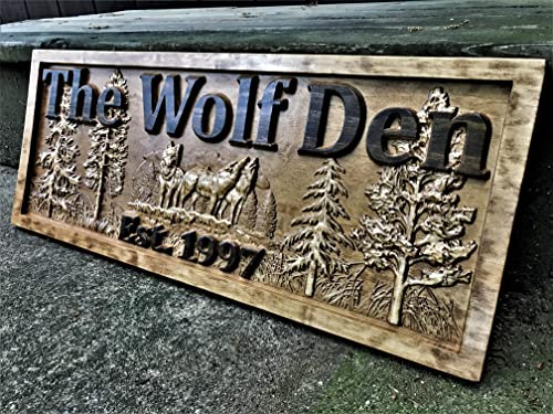 Custom Wolf Sign | Wolf Wall Art | Personalized Wood Wolves Gift | Cabin Decor | Mountain Decor | Man Cave Sign | Lake House Wolf Pack Lover