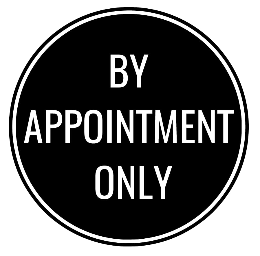 By Appointment Only Decal - Vinyl Decal for Stores, Shops, Small Businesses, White B1 (6 inches high, White)