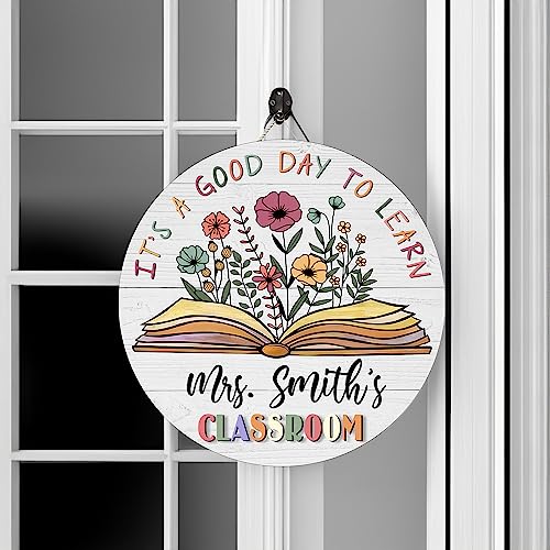 Personalized Teacher Name Door Sign 8" 10" 12" 14", Teacher Gifts, Teacher Back To School Gift, Classroom Door Hanger, Teacher Sign, Classroom Welcome Sign (07)