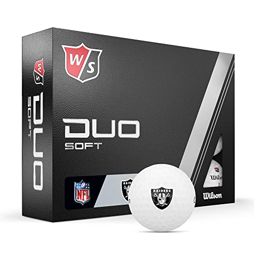 WILSON Staff 2023 Duo Soft NFL Golf Balls - 12 Balls, White, Las Vegas Raiders