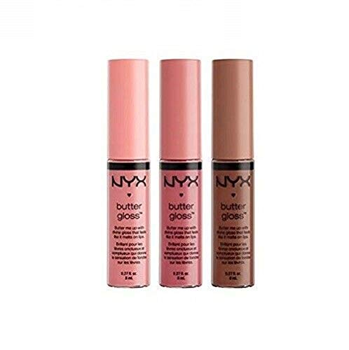 NYX Butter Gloss Kit, Creme Brulee, Fortune Cookie, Madeliene .27oz Each