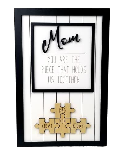 Mothers Day Gift For Mom | Personalized Mom Puzzle Sign with Custom Kids Names | Add 1-8 Child Names | Puzzle Gift for Mom | Puzzle Piece Wall Decor Family | Wood Puzzle Wall Decor