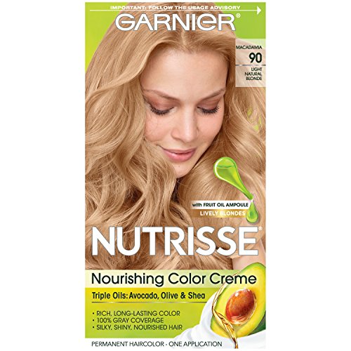 Garnier Nutrisse Nourishing Hair Color Creme, 90 Light Natural Blonde (Macadamia) (Packaging May Vary)
