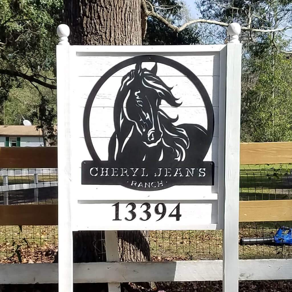 RealSteel, Custom Metal Sign, Personalized Horse Stable Signs, Farmhouse Wall Decor, Family Name Art, Custom Name, Porch, Patios, Gift