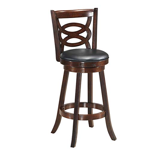 COSTWAY Bar Stools, Counter Height Dining Chair, Fabric Upholstered 360 Degree Swivel, PVC Cushioned Seat, Perfect for Dining and Living Room (Height 29")