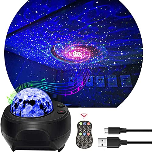 Galaxy Projector Starry Night Light, Star Ocean Projectorfor Nursery, Baby, Ceiling, Bedroom Birthday Party Wedding with Music Speaker, Voice and Remote Control.