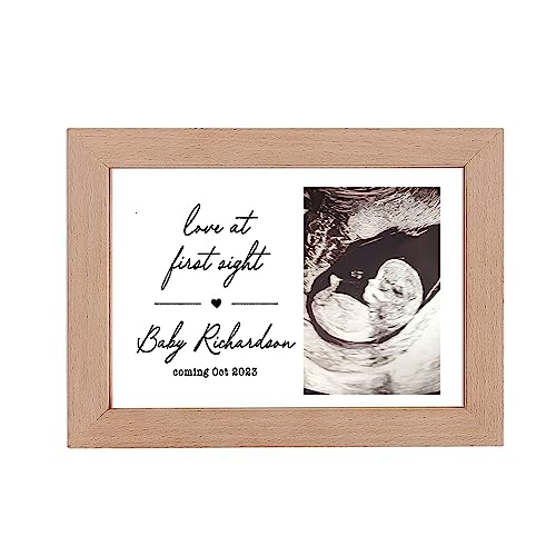 Custom Love at First Sight Pregnancy Announcement Ultrasound Custom Wooden LED Photo Frame, Personalized Frame Lamp, Custom LED Night Lamp Wooden Photo Frame for Home Decor