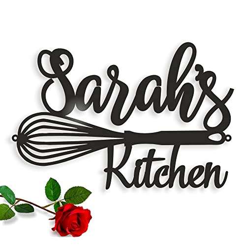 Custom Kitchen Name Sign, Personalized, Metal Wall Art, Home Decor, Housewarming, Mothers Day Gift, Mom's Kitchen, Gift for Grandma, Farmhouse, Indoor Hanging Plaque, Outdoor Sign (15 inches length)