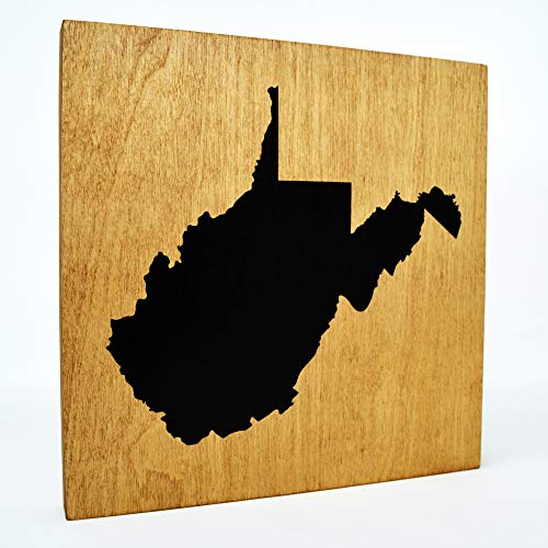 West Virginia Wall Decor - 8"x8" Decorative State Map Silhouette Wood Sign - Rustic Home State Pride Gifts and Decorations