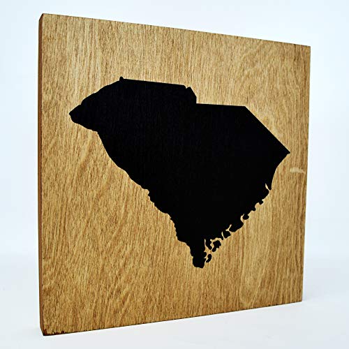 South Carolina Wall Decor - 8"x8" Decorative State Map Silhouette Wood Sign - Rustic Home State Pride Gifts and Decorations