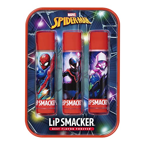 Lip Smacker Marvel Spiderman Holiday 3 pcs Flavored Lip Balm Tin, Stocking Stuff For Boys