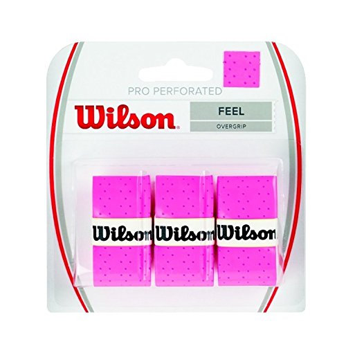 WILSON Pro Overgrip Perforated 3 Pack - Tennis - Badminton - Squash (Pink)