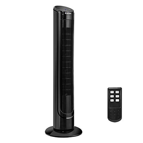 COSTWAY Tower Fan, 40" Portable Oscillating Tower Fan, 3-speed digital control/w Remote Control, 7.5-Hour Timer, LCD Display, Tower Fan for Bedrooms, Living Rooms, Kitchen, Offices (40-Inch)