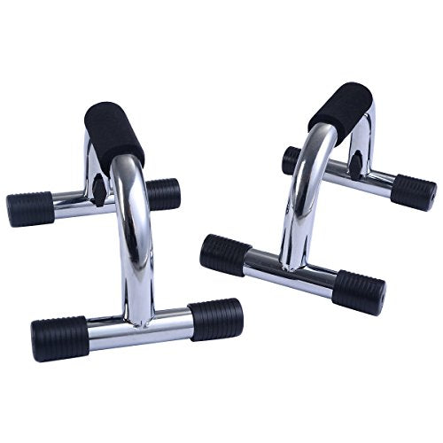 Costway 1 Set Chrome Push up Stands Handles Bars Home Gym Fitness Exercise Equipment Workout