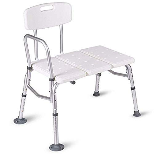 COSTWAY Shower Seat Medical Adjustable Bathroom Bath Tub Transfer Bench Stool Chair, White