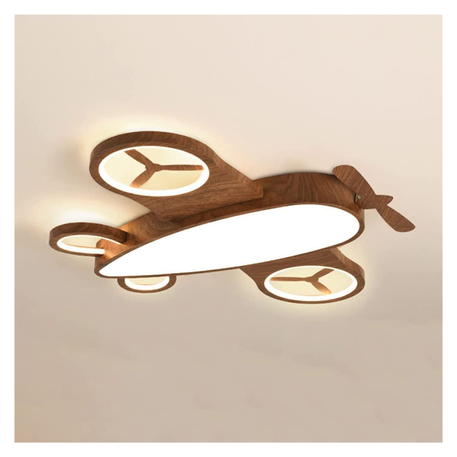 Wood Chandelier Children's Room LED Close to Ceiling Light Fixtures, Cartoon Airplane Flush Mount Ceiling Lamp Wooden Chandeliers for Boy Girl Room Kid's Bedroom Nursery