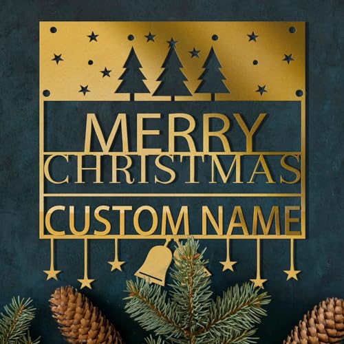 Custom Metal Signs Christmas Tree Metal Name Sign Metal Wall Art Wall Decor Metal Wall Art Last Name Sign Family Name Sign Personalized Wedding Gift Fire Pit Sign Outdoor Decor Cabin Sign