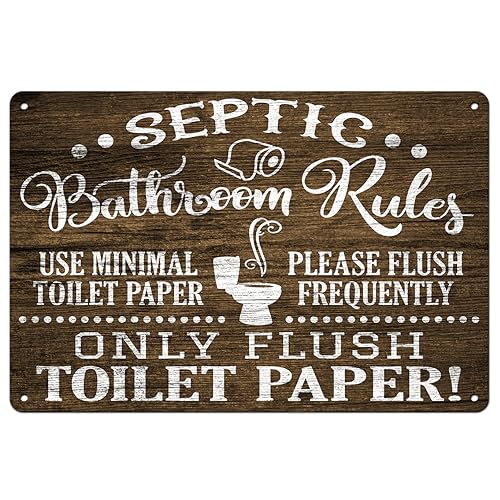 Septic Tank Rules Metal Sign Bathroom Wall Decor