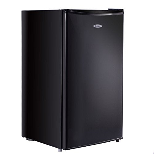 COSTWAY 3.2 Cu. Ft. Refrigerator Single Door Compact Mini Contemporary Classic Fridge Freezer Cooler for Apartment Home Kitchen Hotel Office Dorm Wet Bars with Glass Shelves (Black)