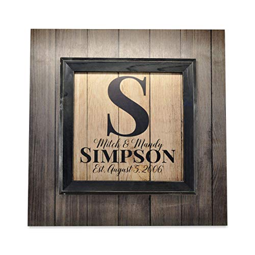 Personalized Printed Wood Family Name Sign With Established Date 22x22