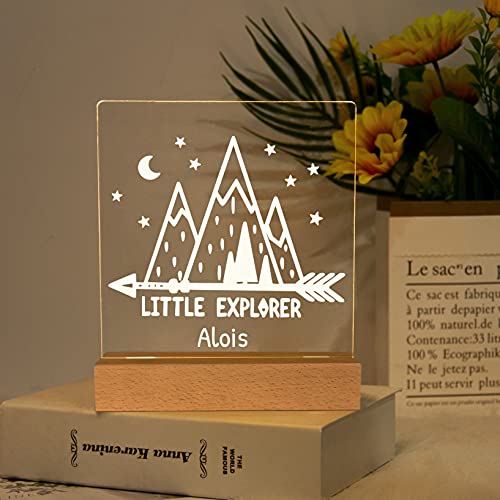 Personalized Name Night Light - Personalized It with Your Kid's Name - Nursery Night Light - Best Gifts for Your Kids (Little Explorer Mountain)