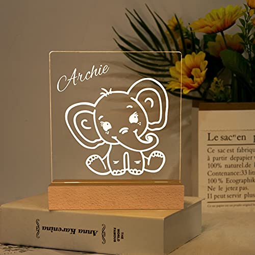 Personalized Name Night Light - Personalized It with Your Kid's Name - Nursery Night Light - Best Gifts for Your Kids (Elephant)