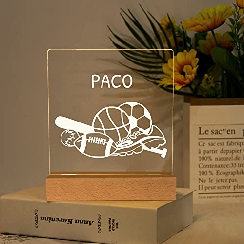 Personalized Name Night Light - Personalized It with Your Kid's Name - Nursery Night Light - Best Gifts for Your Kids (Sports)