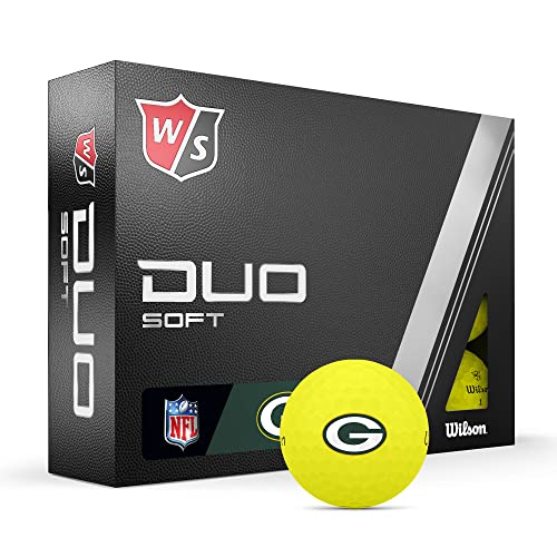 WILSON Staff 2023 Duo Soft NFL Golf Balls - 12 Balls, Yellow, Green Bay Packers