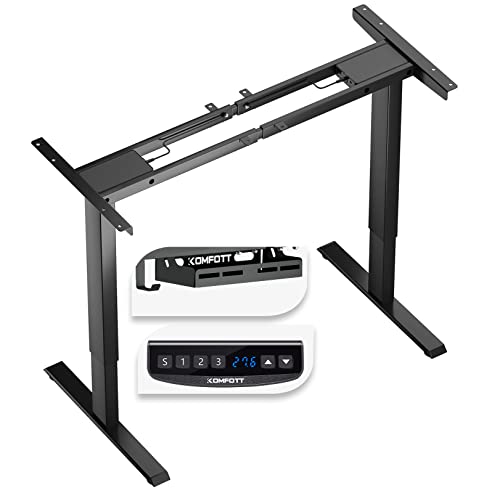 COSTWAY Dual Motor Electric Standing Desk Frame, Ergonomic Width & Height Adjustable Sit-to-Stand Workstation Base w/Memory Controller & Anti-Collision Protection for Home Office (Frame Only) (Black)