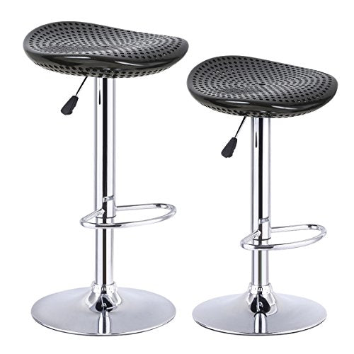 COSTWAY Bar Stool, Adjustable Swivel ABS Material Sturdy Seat Pub Air Lift Barstools Set of 2(Black)