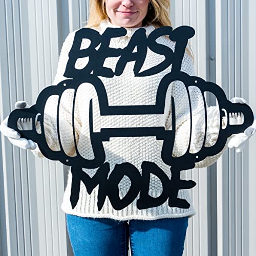 Beast Mode Metal Sign | Metal Home Gym Sign | Fitness Sign | Fitness Quote | Motivation Decor | Workout Decor Sign | Gym Wall Art | Weightlifting | Crossfit Sign | Boyfriend Gift