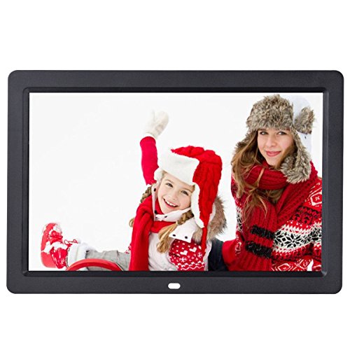 Costway 12 inch Digital Photo Frame IPS LCD Screen Calendar Clock Function MP3 Photo Video with Remote Control