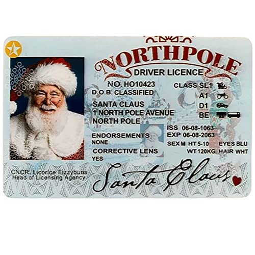 Xmas Santa's Sleigh Lost Driving License Santa License Santa Lost ID Card Santa License Christmas Decorations (1PCS, A)